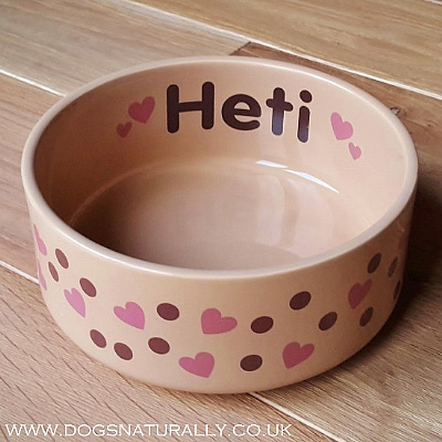 Polka Dot & Hearts Personalised Dog Bowl 3 Sizes
